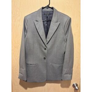 Brooks Brothers Gray Wool Blazer Italian Fabric Two Button Jacket Womens 14